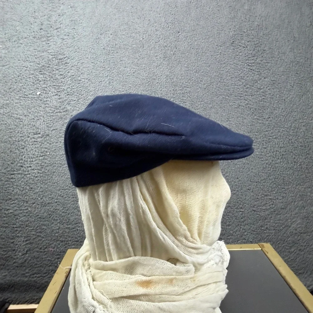 Vintage Country Gentleman Navy Wool Flat Newsboy Golf Cap Hat Made in USA Medium